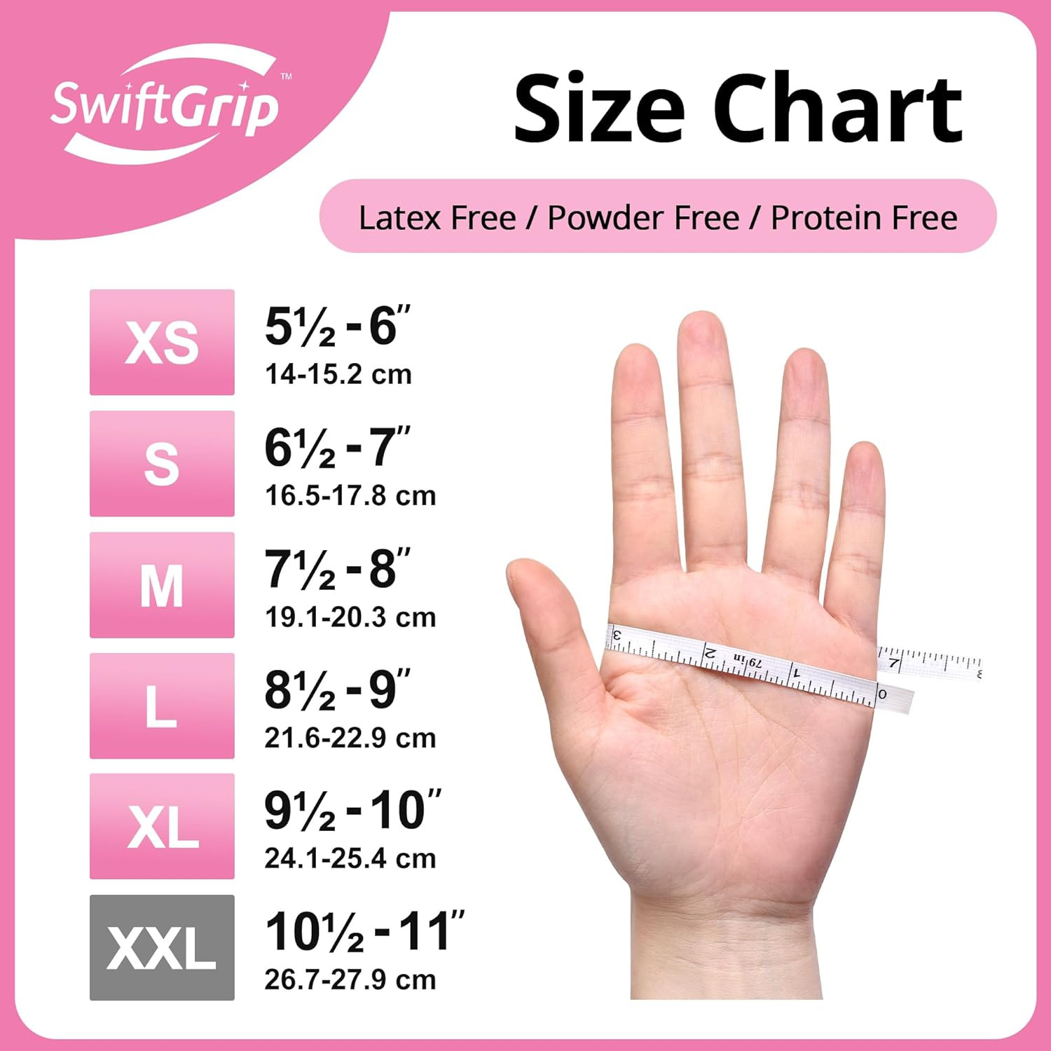 Swiftgrip Pink Nitrile Gloves, 3-Mil, Industrial Gloves Disposable Latex Free, f