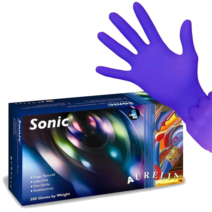 SMALL Aurelia Sonic 300 Blue Nitrile Powder Free Examination Gloves 300/box