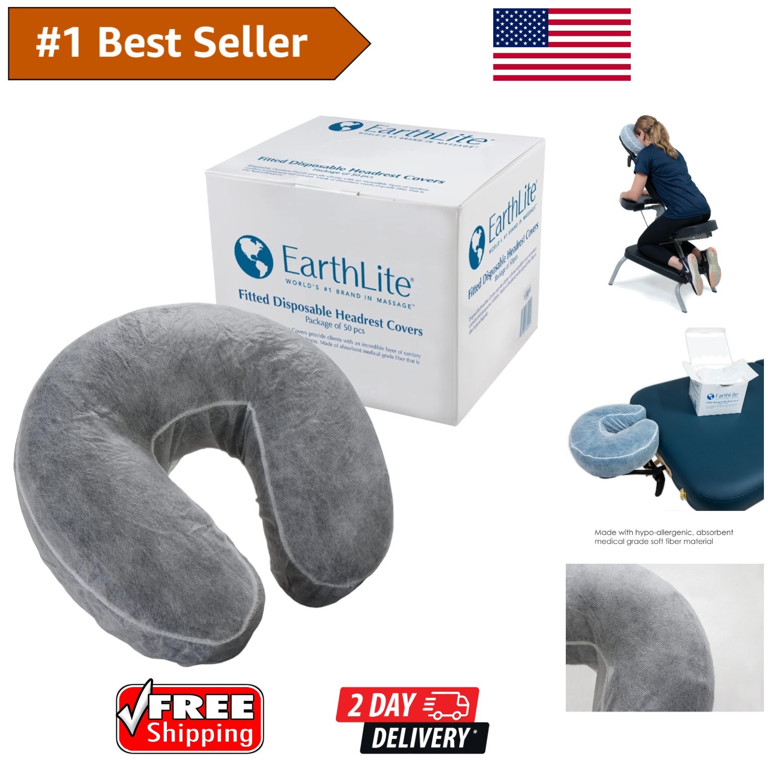 EarthLite Fitted Disposable Face Cradle Covers – 50-Count Hypoallergenic Comfort