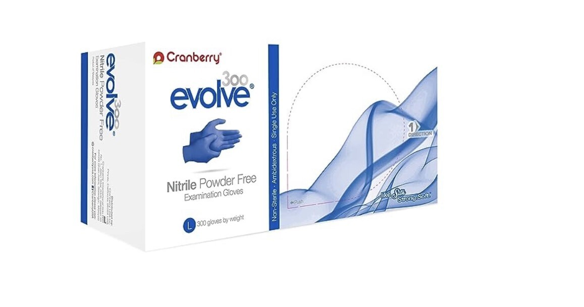 Cranberry Evolve 300 Nitrile Exam Gloves Powder Free 300ct. LARGE