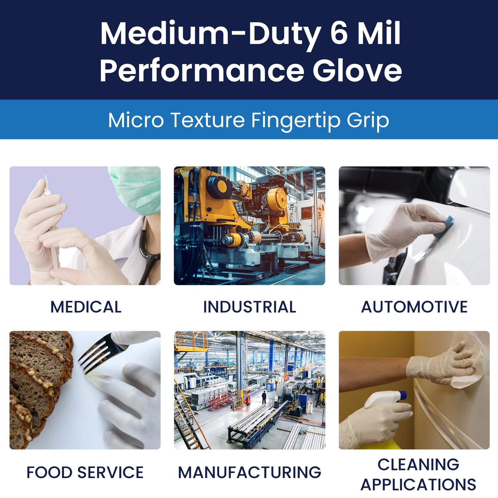 Adenna GOLD Disposable Latex Gloves – 6 Mil, Large (Pack of 100), White