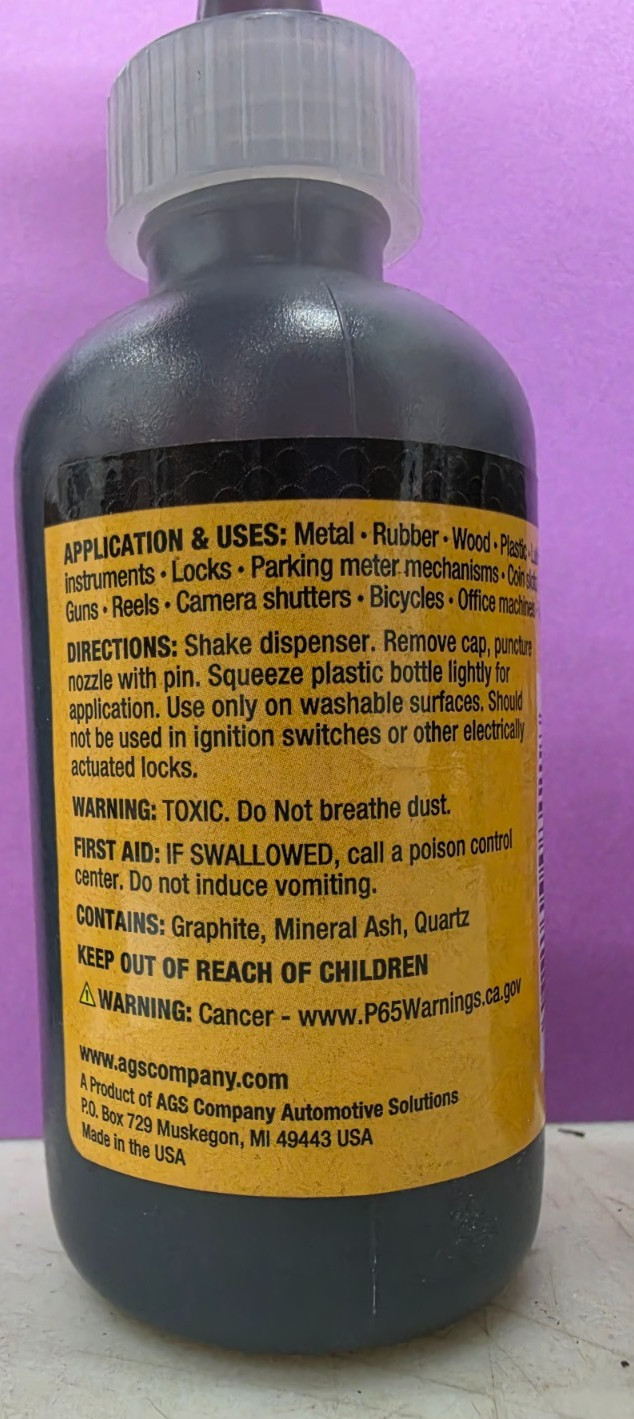 (2) AGS Company Powdered Graphite Lubricant Bottle 1.76 oz. (MZ-21 REV B)