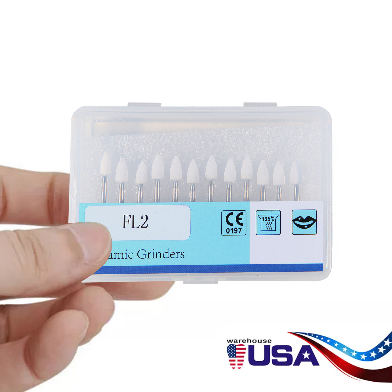 Dental White Stones Polishing FG burs Flame Cone shape Arkansas Stone 12pc/Box