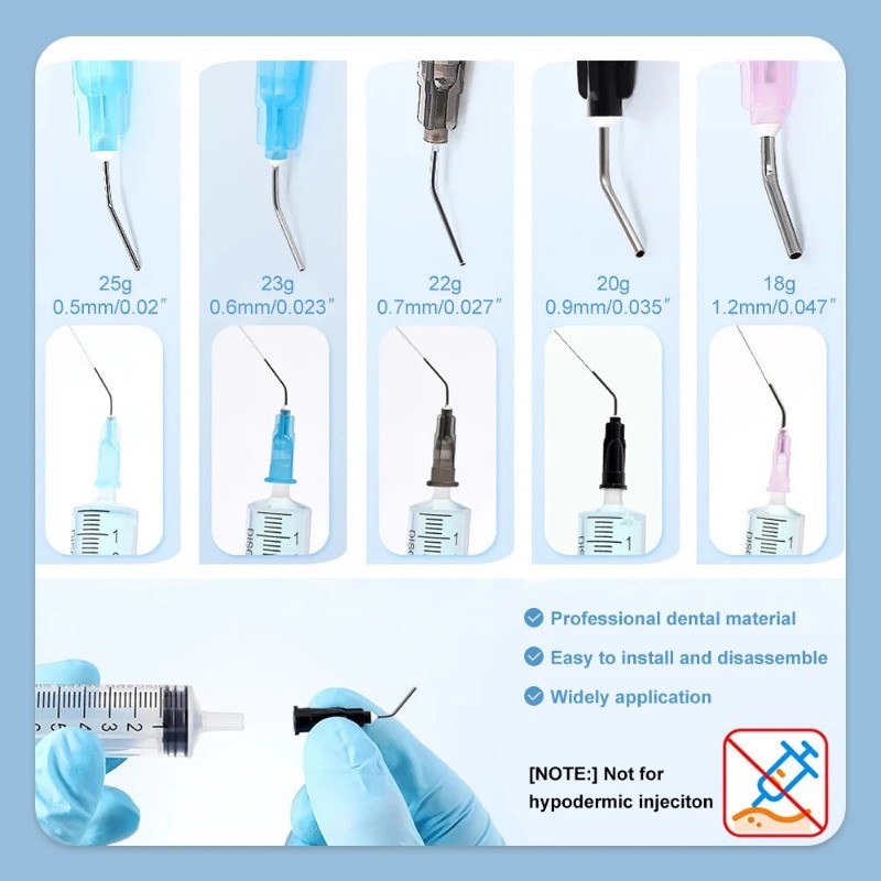 Irrigation Dental Pre Bent Needle Tips For Flow Etch Composite Resin Acid Syring