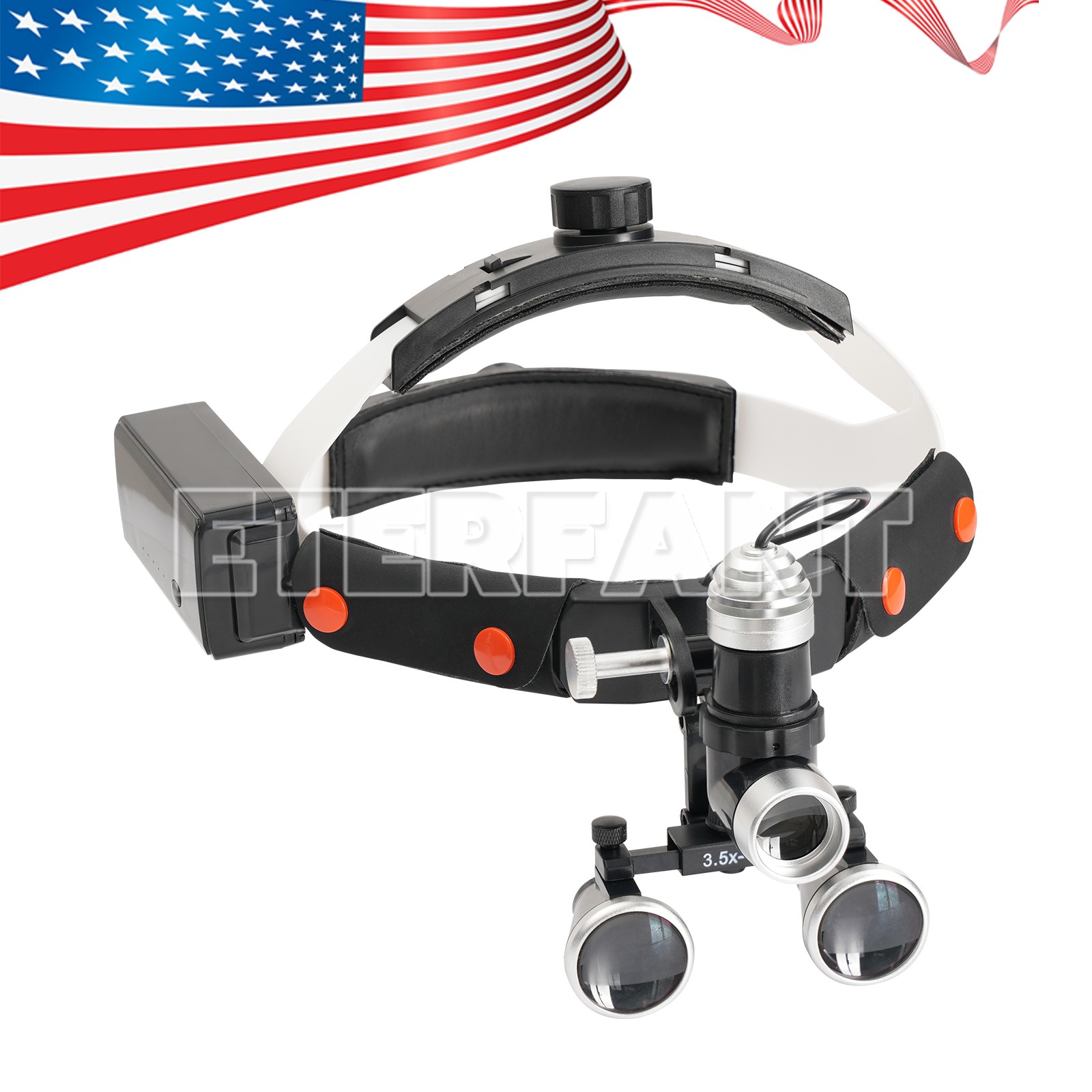 Dental 3.5X Headband Binocular Loupes Medical Magnifier LED Head Light 10W US