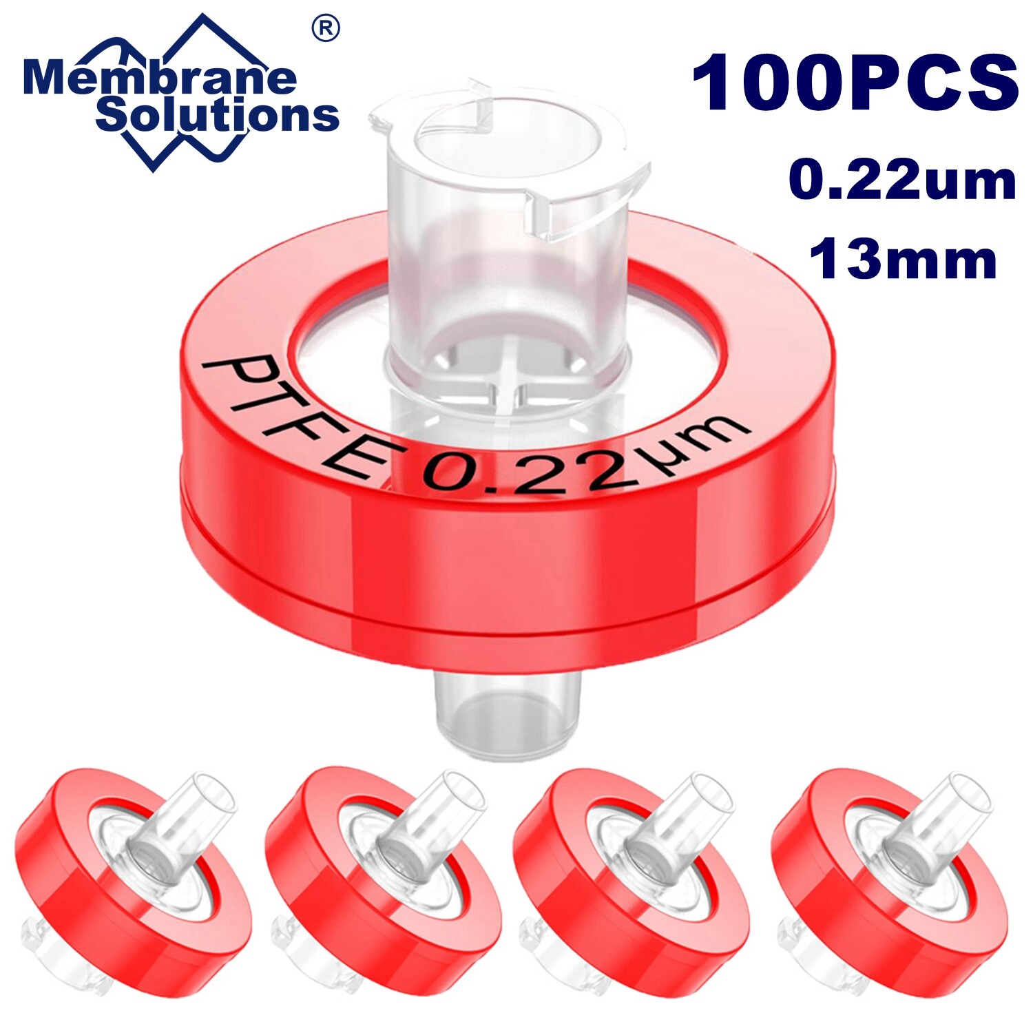 10-100pcs PTFE Membrane Syringe Filter 0.22μm 13mm non-sterilized Hydrophilic GC