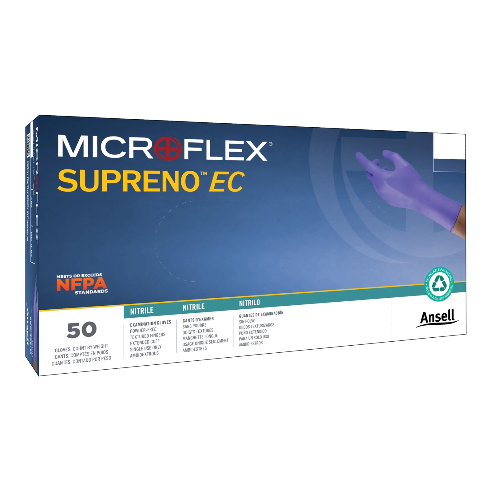 Supreno EC Nitrile Exam Glove Extended Cuff Length MEDIUM 50 per Box