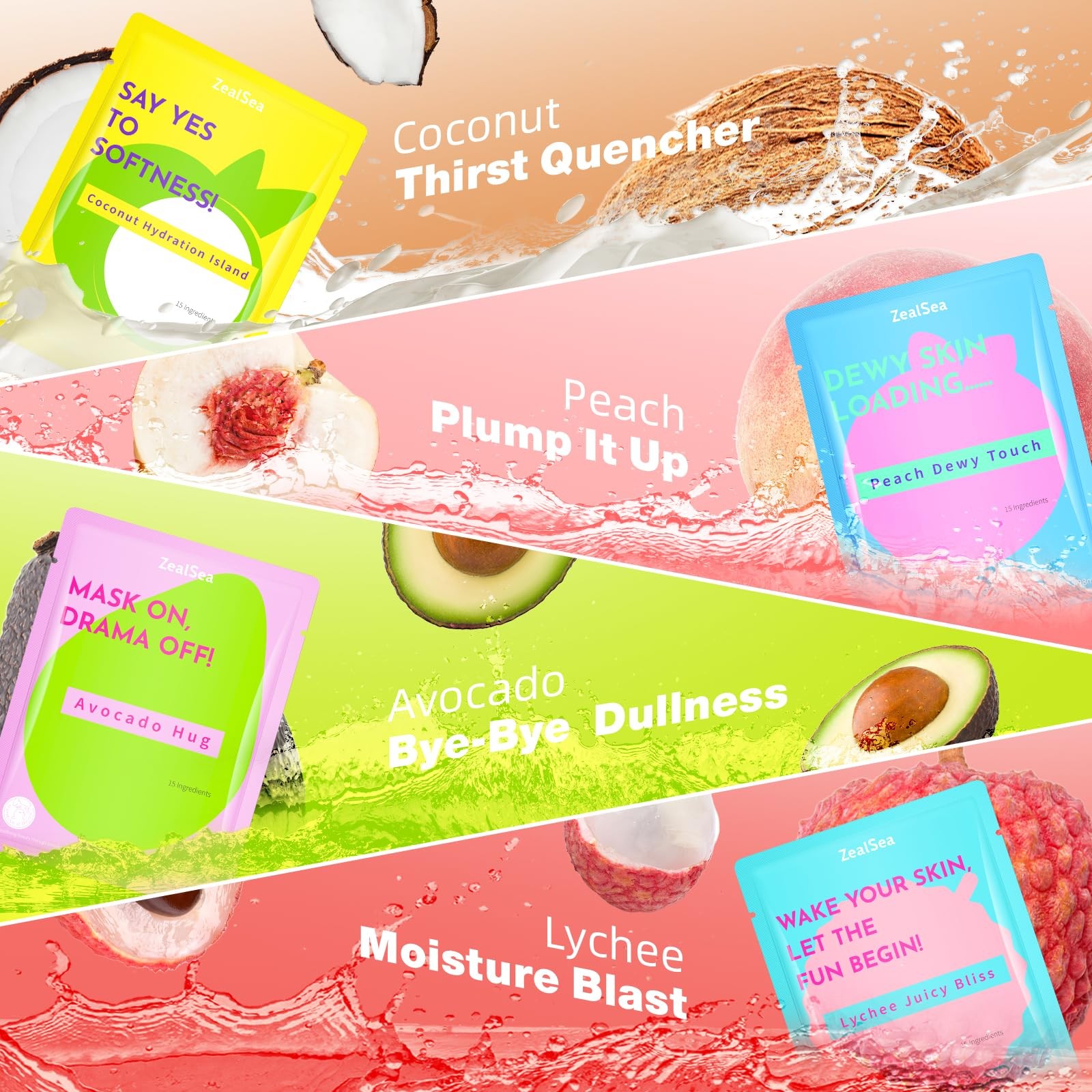 ZealSea Clean Beauty Face Masks – 15-Ingredient Sheet Mask Pack