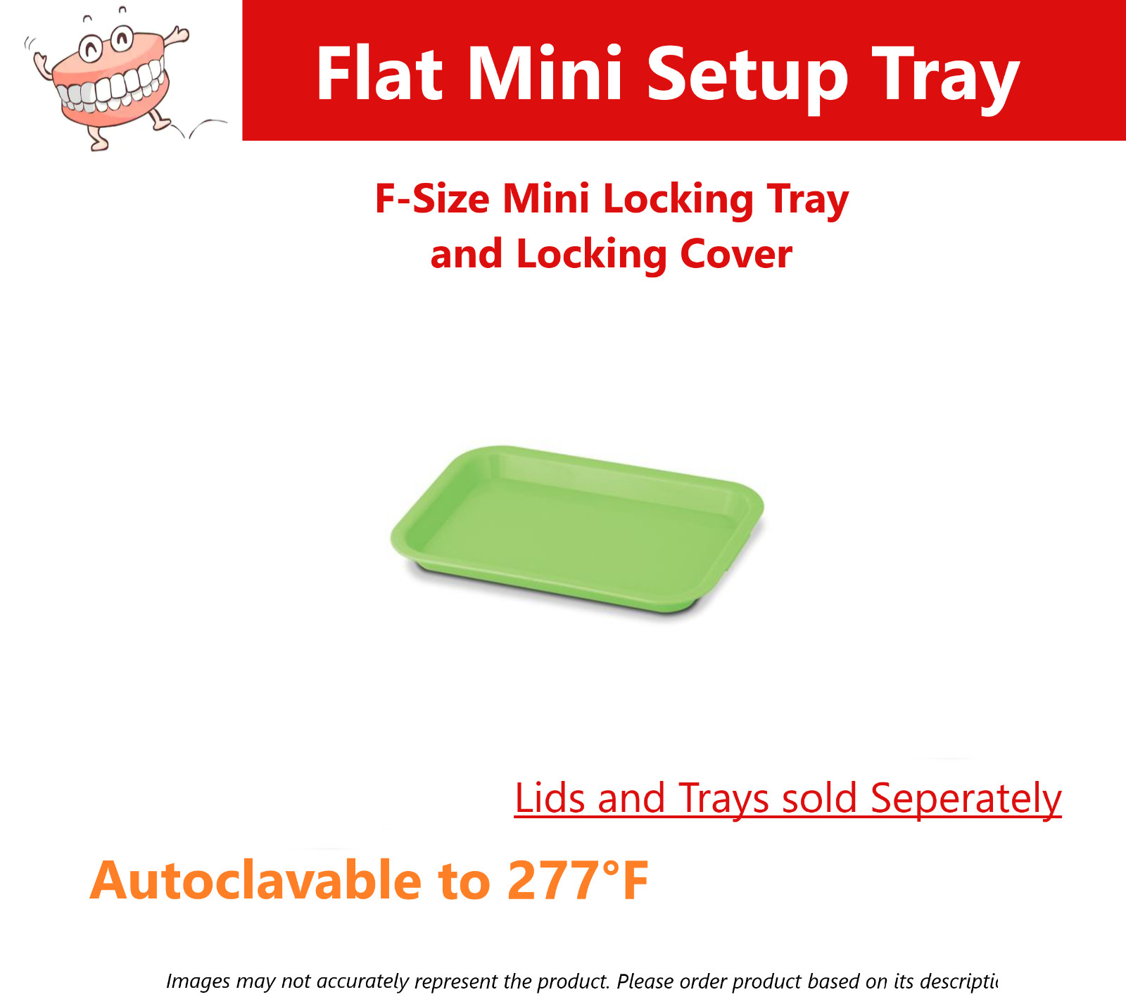 Dental Procedure Set-Up Trays Flat B (Ritter) or F Mini, or B Divided Tray 250F