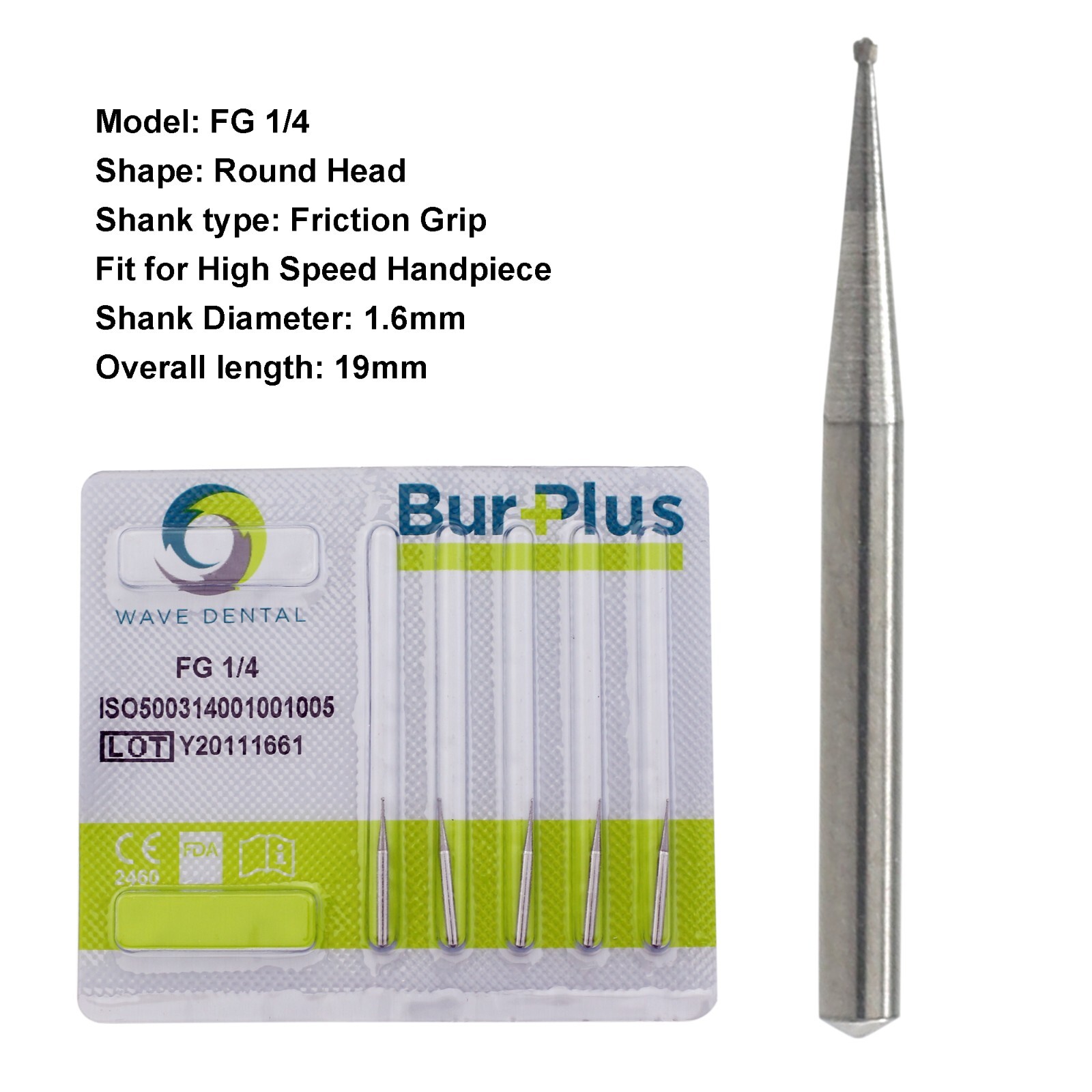 Wave Dental Surgical Burs 25mm Carbide FG Bur Round Taper Straight High Speed