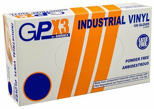 Ammex GPX3 Vinyl Glove, Latex Free, Disposable, Powder Free, Small (Box of 100)