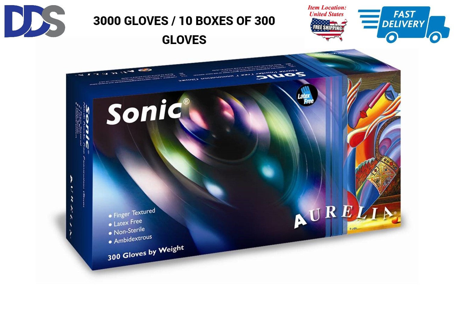 Blue small Nitrile Exam Glove, 300/box, 10 boxes, (3000 GLOVES) New Sonic 2026