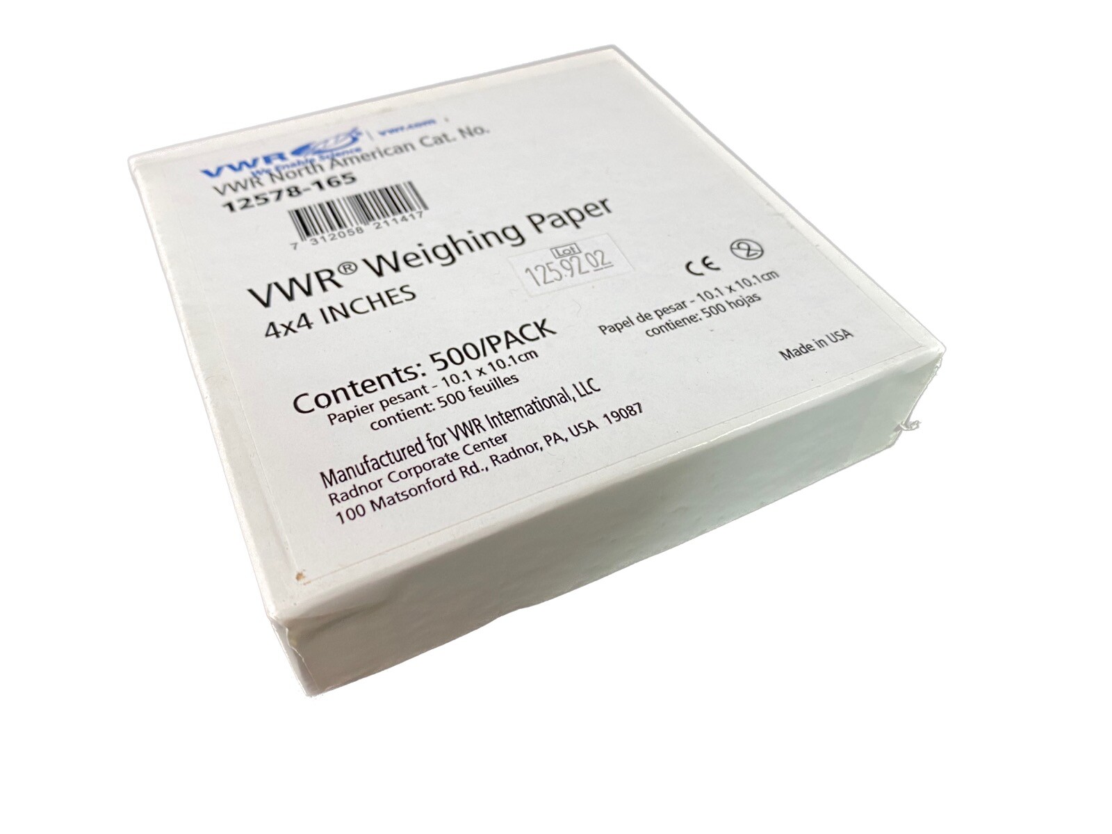 VWR 4”X4” Lightweight Weighing Paper 12578-165 (~400/pk)