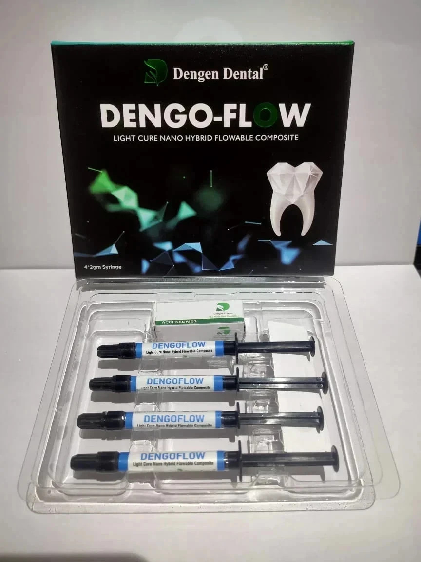 Dental DENGOFLOW Light Cured Nano Hybrid Flowable 4 x 2gm Composite Pack