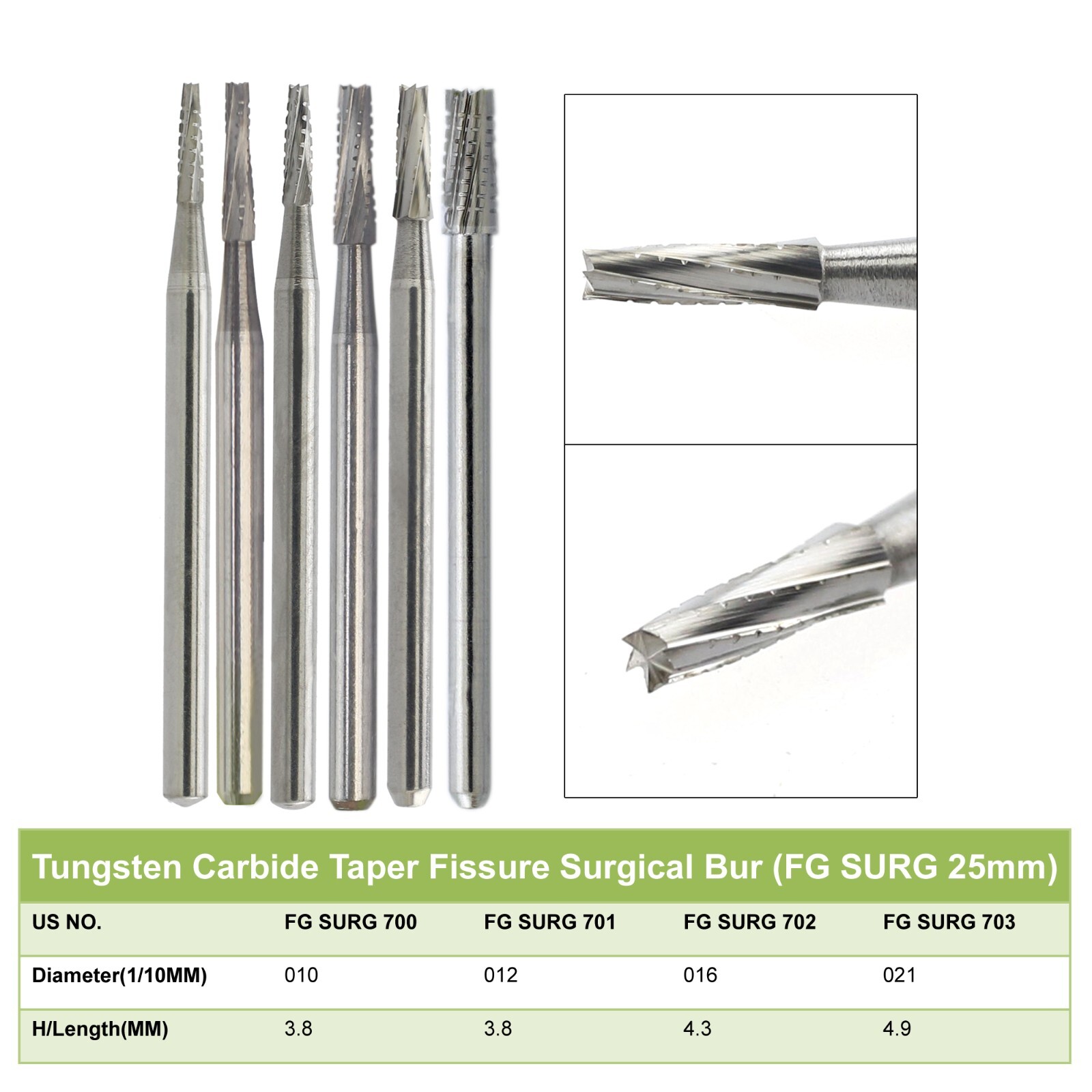 Wave Dental Surgical Burs Long Shank 25mm Midwest FGOS FG SURG Tungsten Carbide