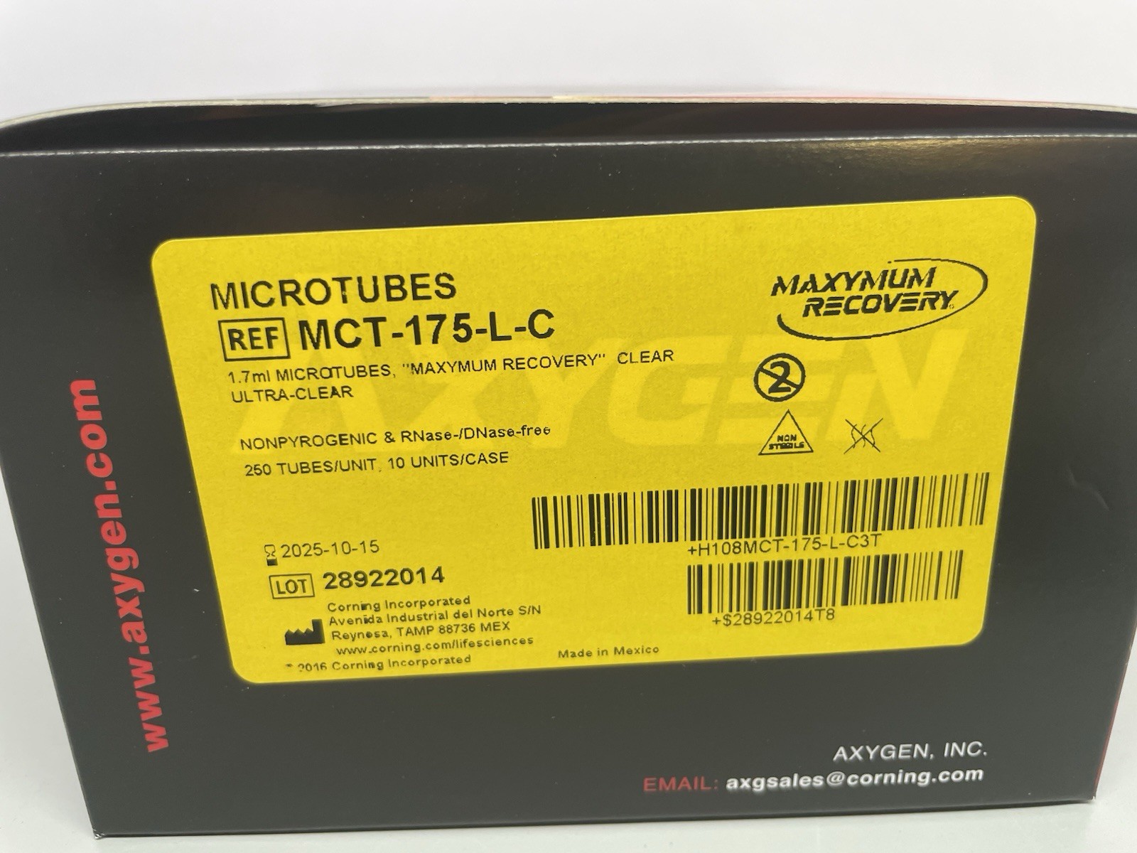 Axygen Maxymum Recovery MicroTubes 1.7mL Clear Case of 2500 MCT-175-L-C