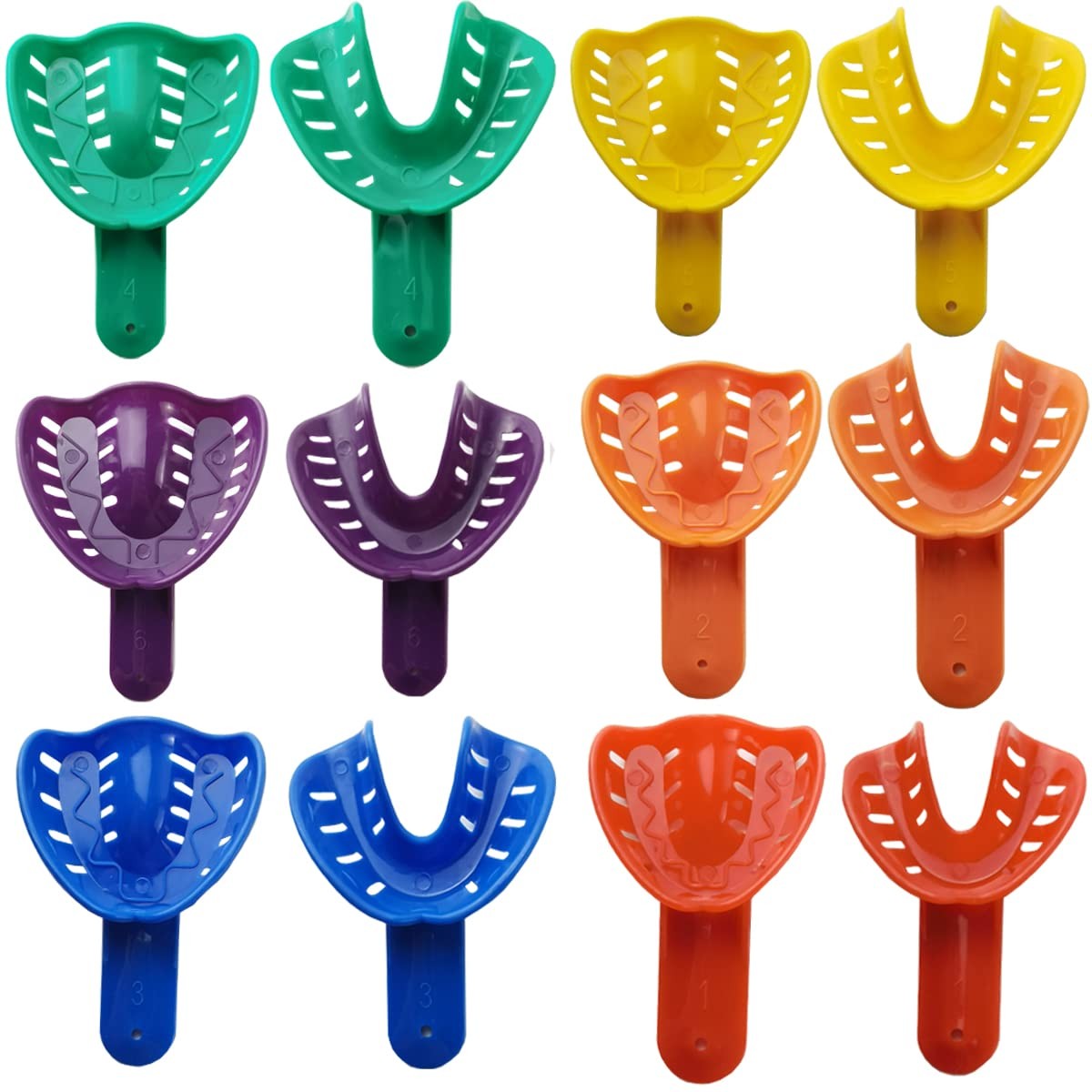 GXXMEI 12PCS 6 Sizes Dental Impression Tray for Adult/Children, Plastic…