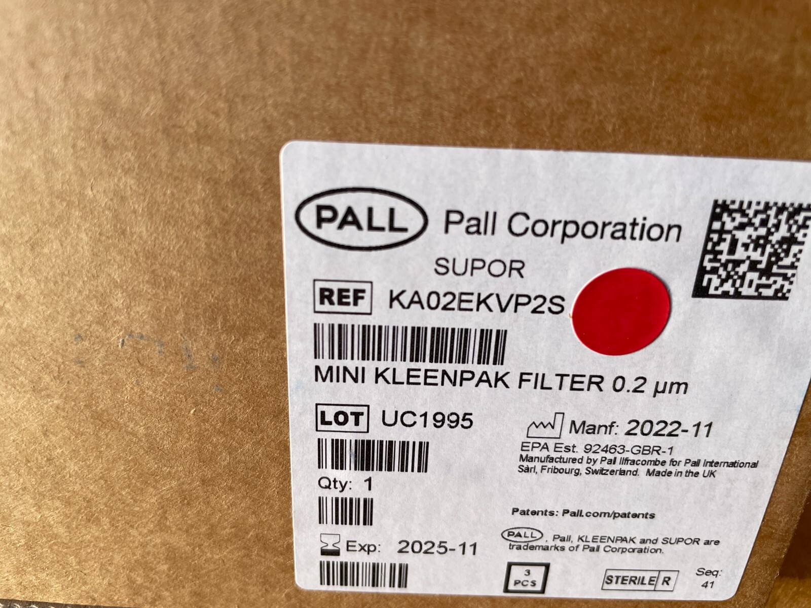 1 pc PALL Mini Kleenpak Supor Filter KA02EKVP2S membrane 02um 02 um