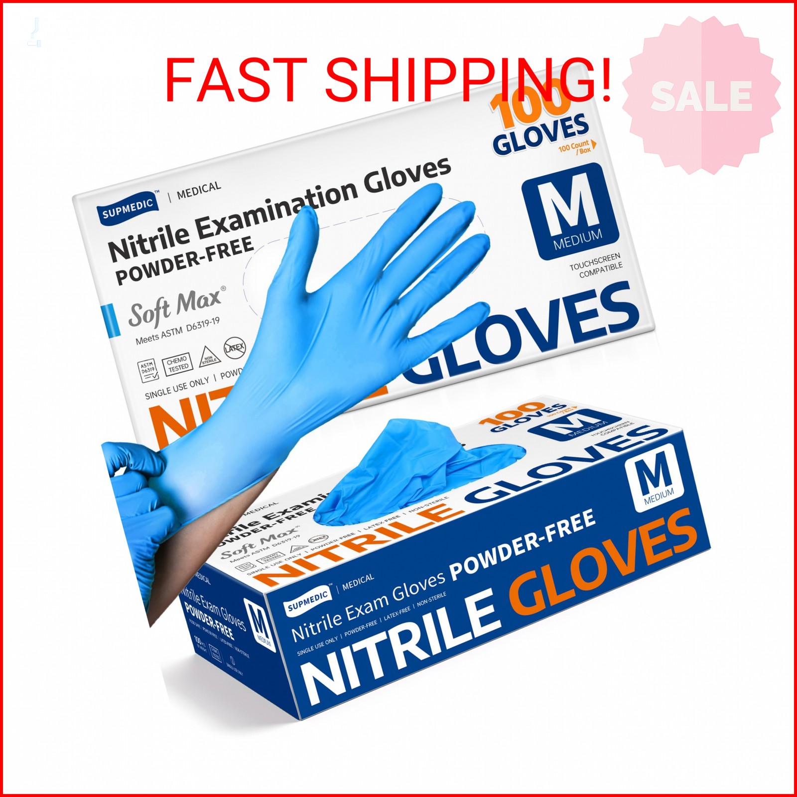 Supmedic Medical Nitrile Exam Gloves, Latex-Free, Powder-Free, Food Safe, Cookin