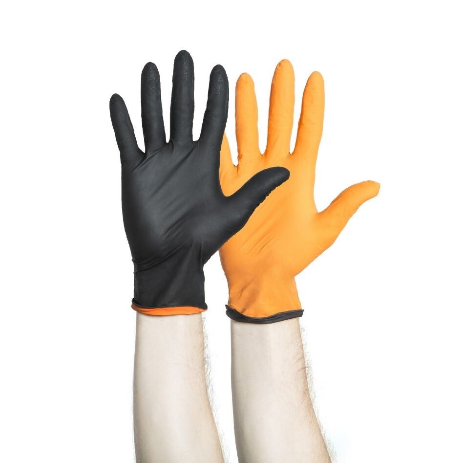 *450-Pieces* Halyard Black-Fire PF Nitrile Medical Exam Gloves X-Small 44755