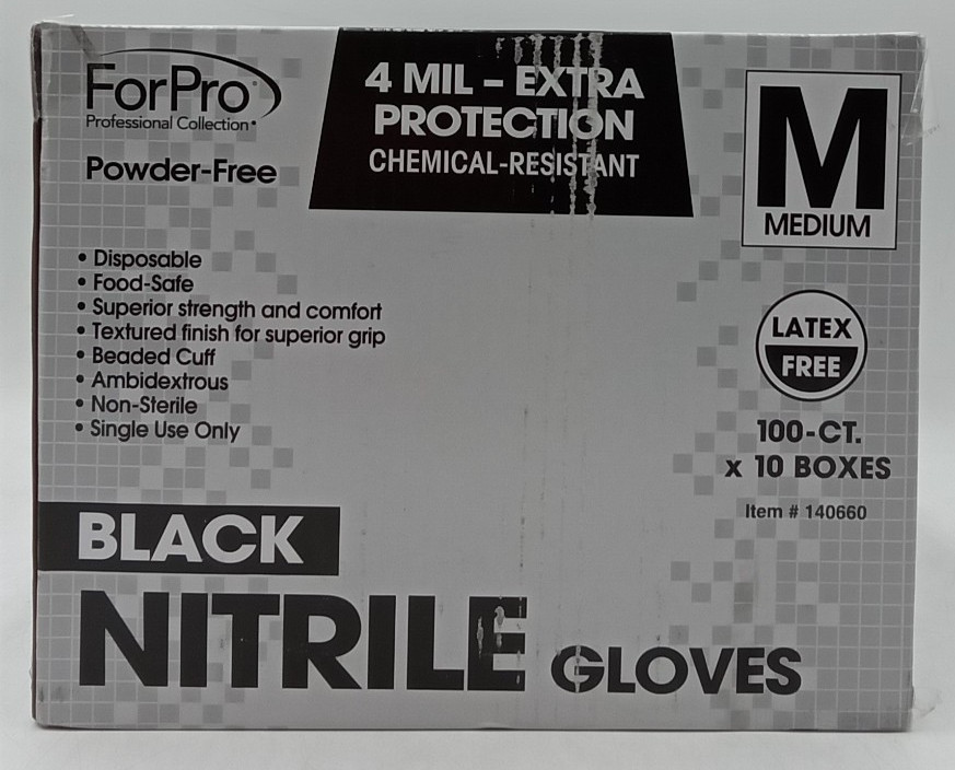 ForPro Professional Disposable Nitrile Gloves Chemical Resistant 100 ct 10 Boxes