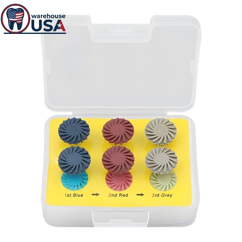 6pc Dental Composite Polishing Diamond System RA 14mm Spiral Wheel Kit for Resin