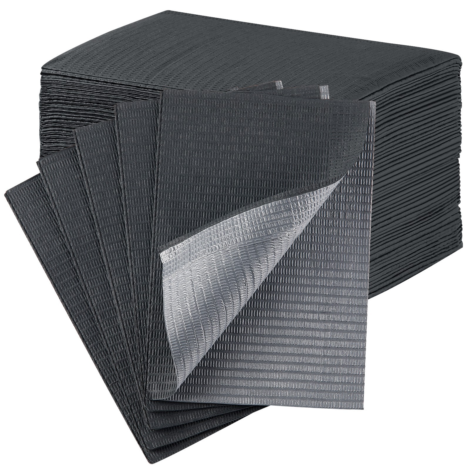 200Pcs Dental Patient Bibs 3-Ply Disposable Waterproof Tattoo Bibs 13″x18″ Black