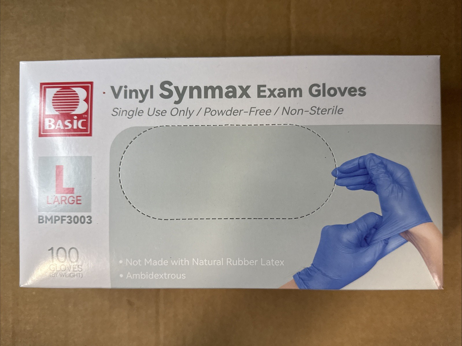 Basic BMPF-3003 Synmax Synthetic Large Vinyl Exam Glove – 100 Per Case
