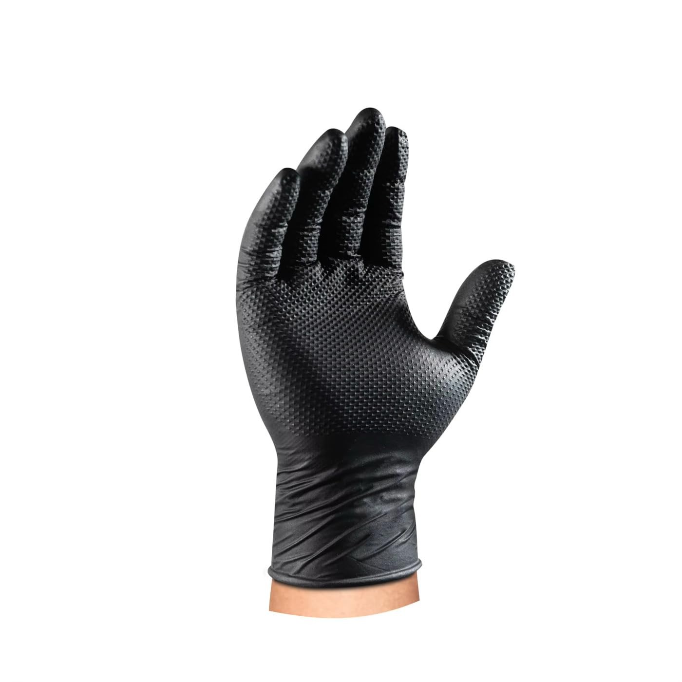 MotorPower Care 8 mil Heavy Duty Diamond Texture Grip Gloves Disposable Nitri…