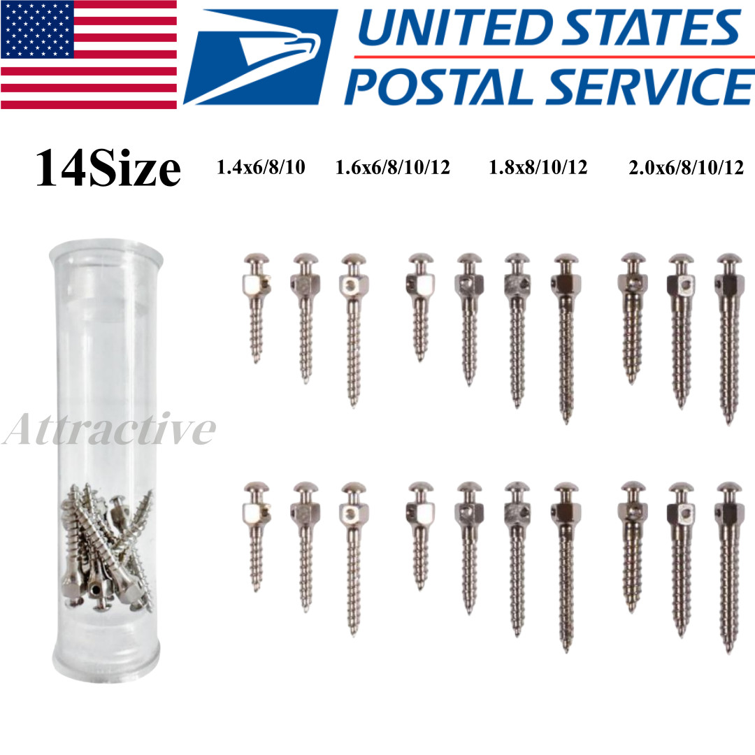 10Pcs Dental Mini Implant Micro Screw Orthodontic Screw Titanium TAD 14 Size USA