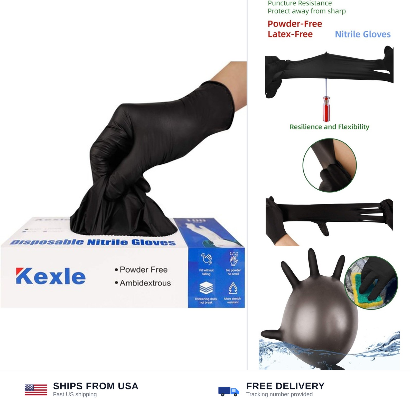 Nitrile Disposable Gloves Pack of 100, Latex Free Safety Working Gloves for F…