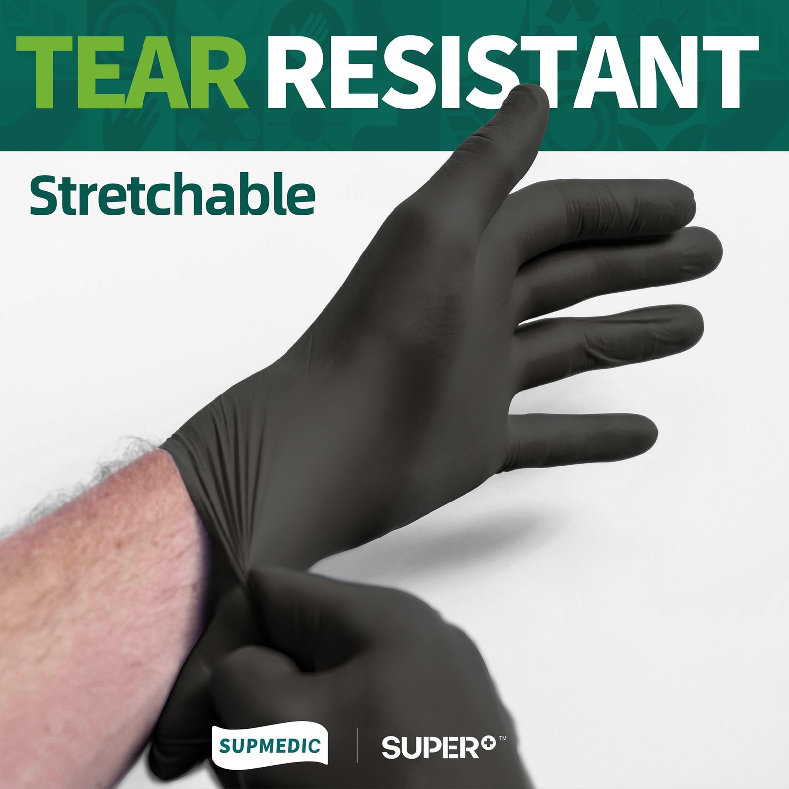 Supmedic Vinyl Disposable Exam Gloves, Black 4 Mil Medium, 100 Medium (Black)