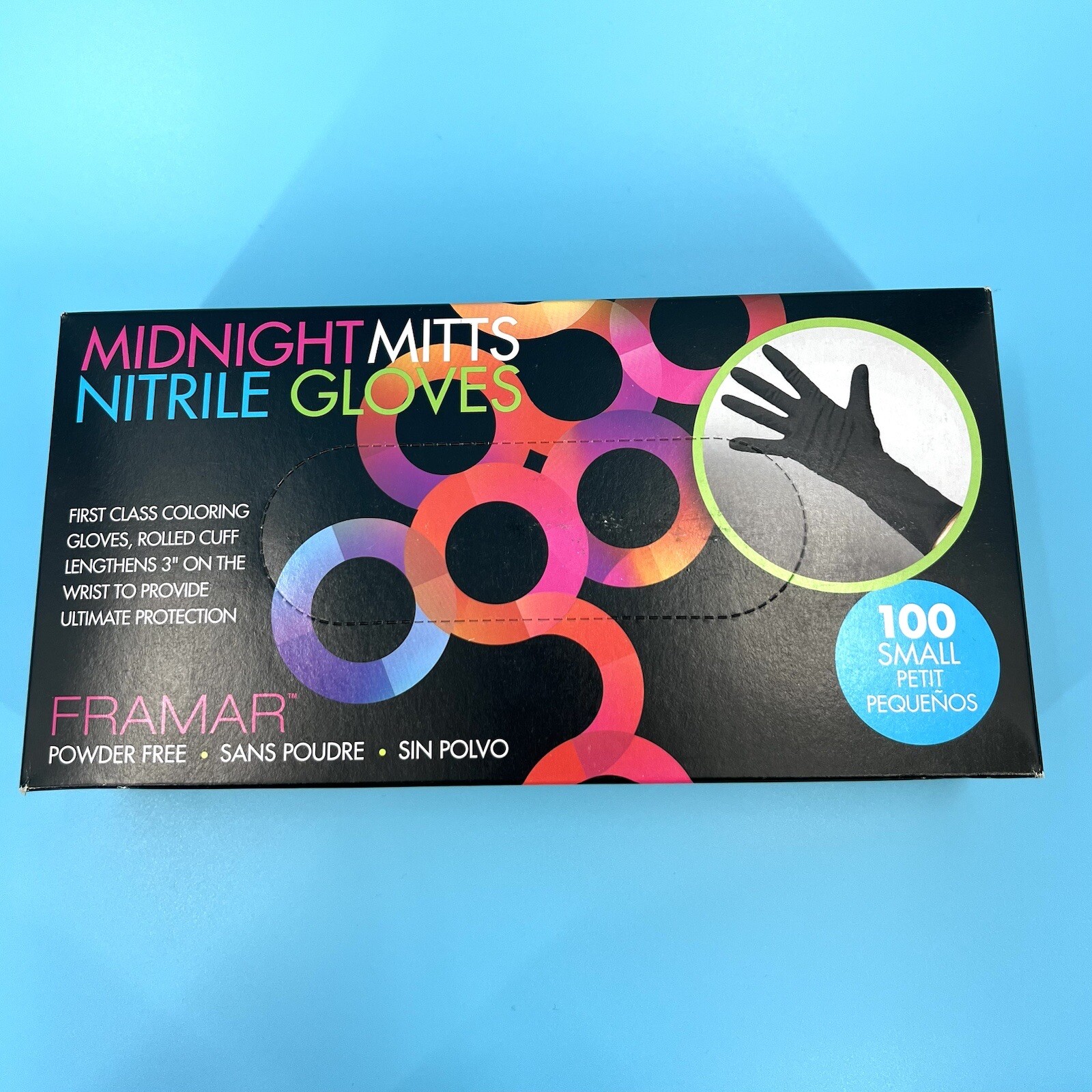 FRAMAR Midnight Mitts Nitrile Gloves Sz. S – Black 100 Count