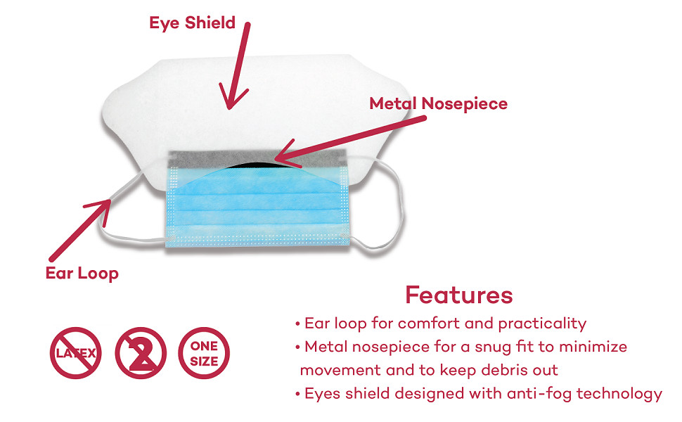 Dealmed Procedure Face Mask with Ear Loop and Shield | Blue | Box of 50