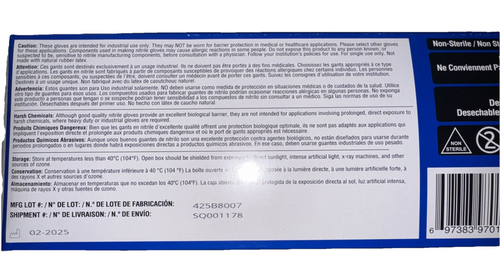 Ammex Gloveworks GWRBN49100 Blue Nitrile Powder Free Industrial Gloves, 6 Mil