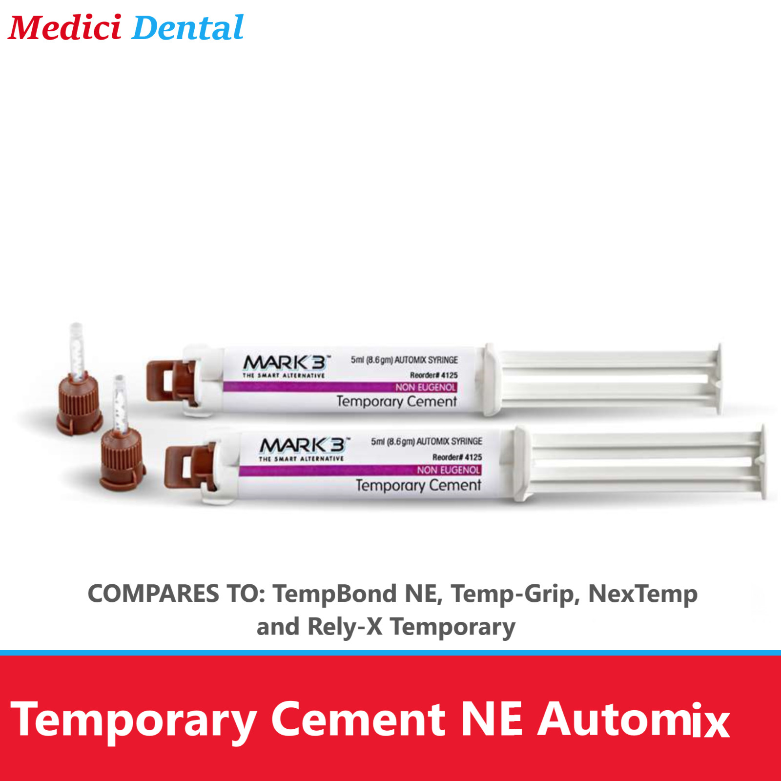 Dental Temporary Cement -Eugenol-free Crown Bridge Material Filling 8.6gm, 1/2Pk
