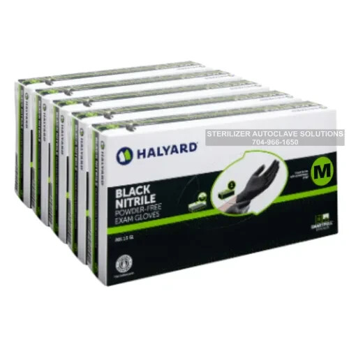 Halyard Black Nitrile Exam Gloves 49441 – 5 Boxes (500) MEDIUM