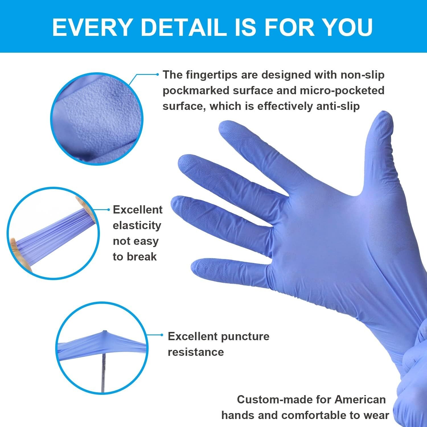 Latex-Free Ice Blue Nitrile Gloves – 1000 PCS, Ideal for Medical & Cleaning