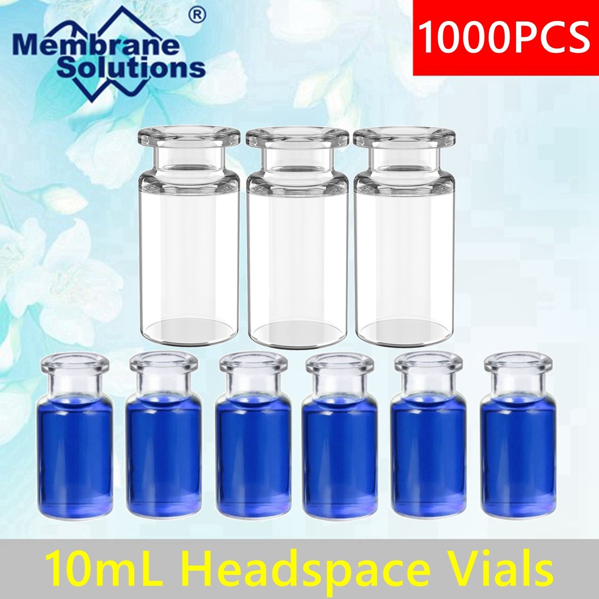10mL Sample Headspace Vials Clear Glass 20mm Crimp-top Flat Bottom Beveled