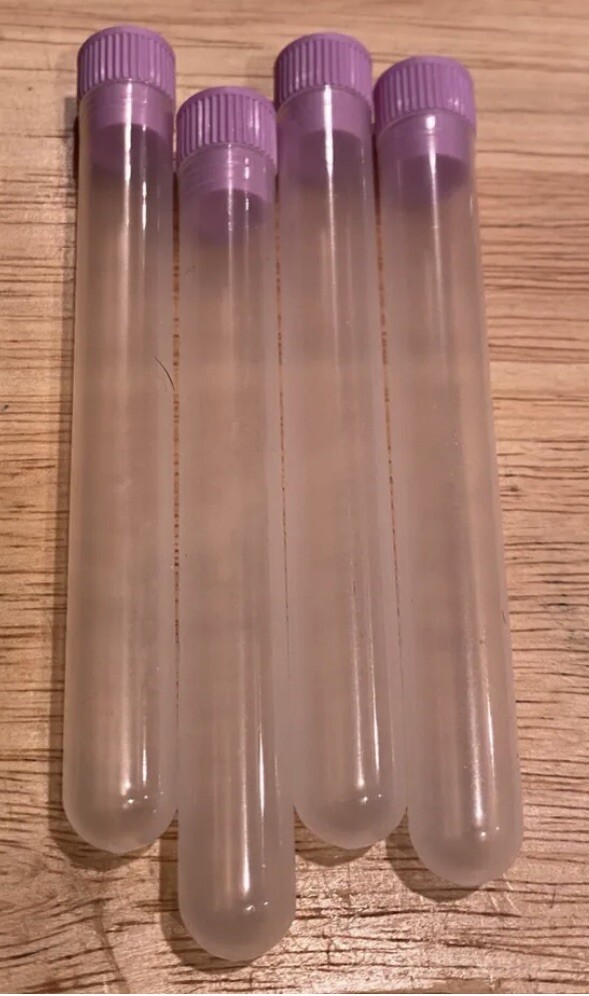 20pcs 16x100mm Clear Plastic Test Tubes with Purple Caps Lab Round Bottle Tubes
