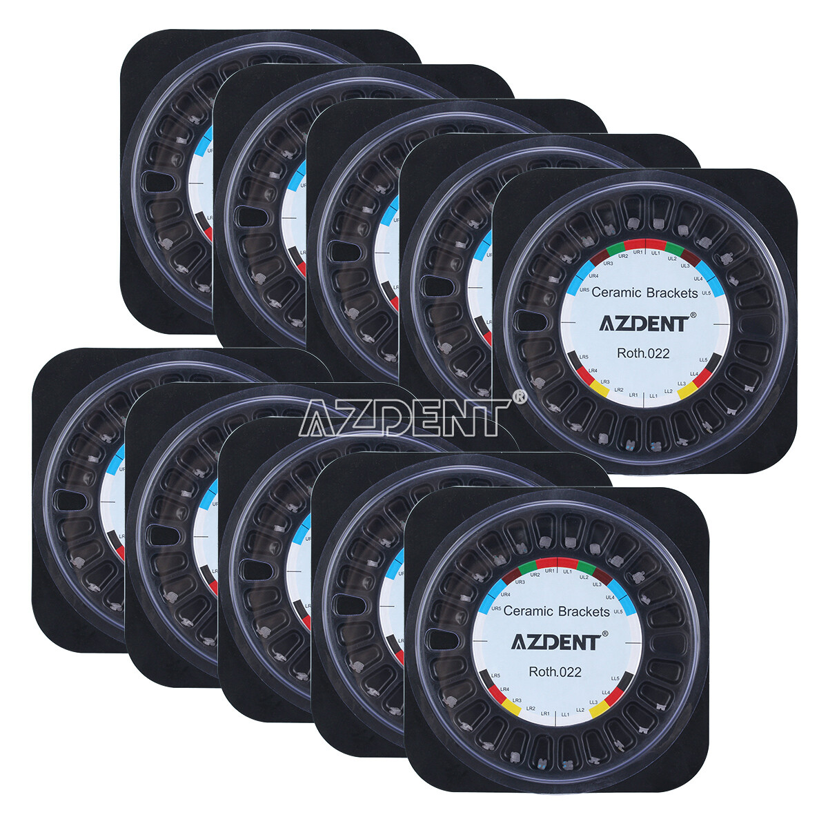 AZDENT Dental Orthodontic Ceramic /Metal Brackets Braces Roth 0.022 Hooks 3 4 5