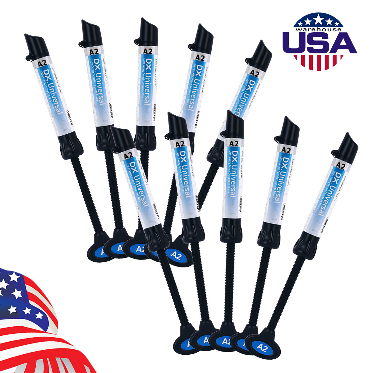 10X Dental Universal Light Cure Composite Resin Shade A2 Syringes High Strength