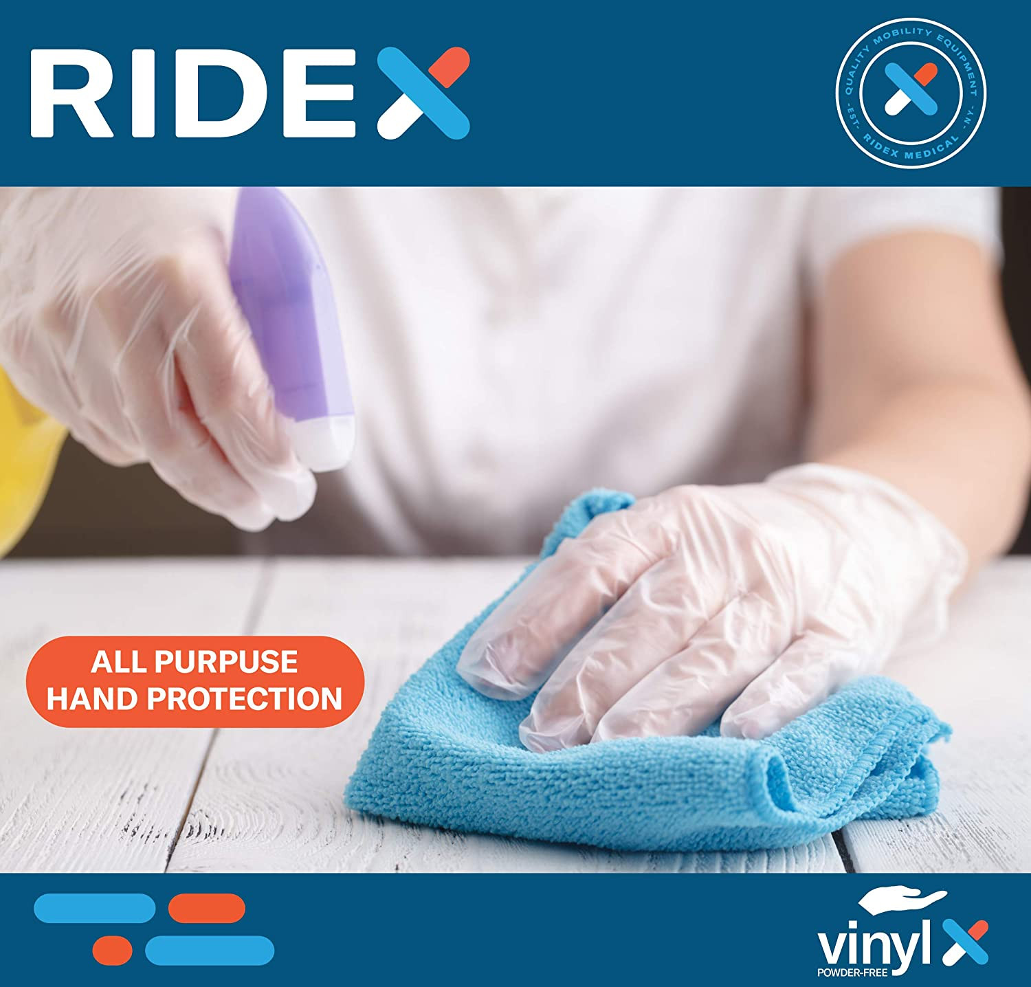 RIDEX Disposable Gloves Latex-Free Clear Vinyl Gloves [100-Count] Powder-Free A