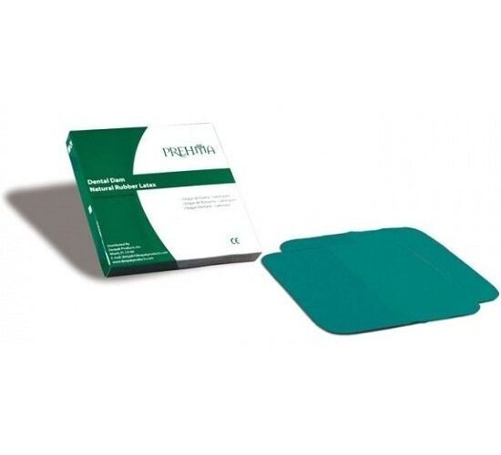 Prehma 5″ X 5″ Thin Gauge, Green Mint Scented, Latex Rubber Dam (.14mm), Box