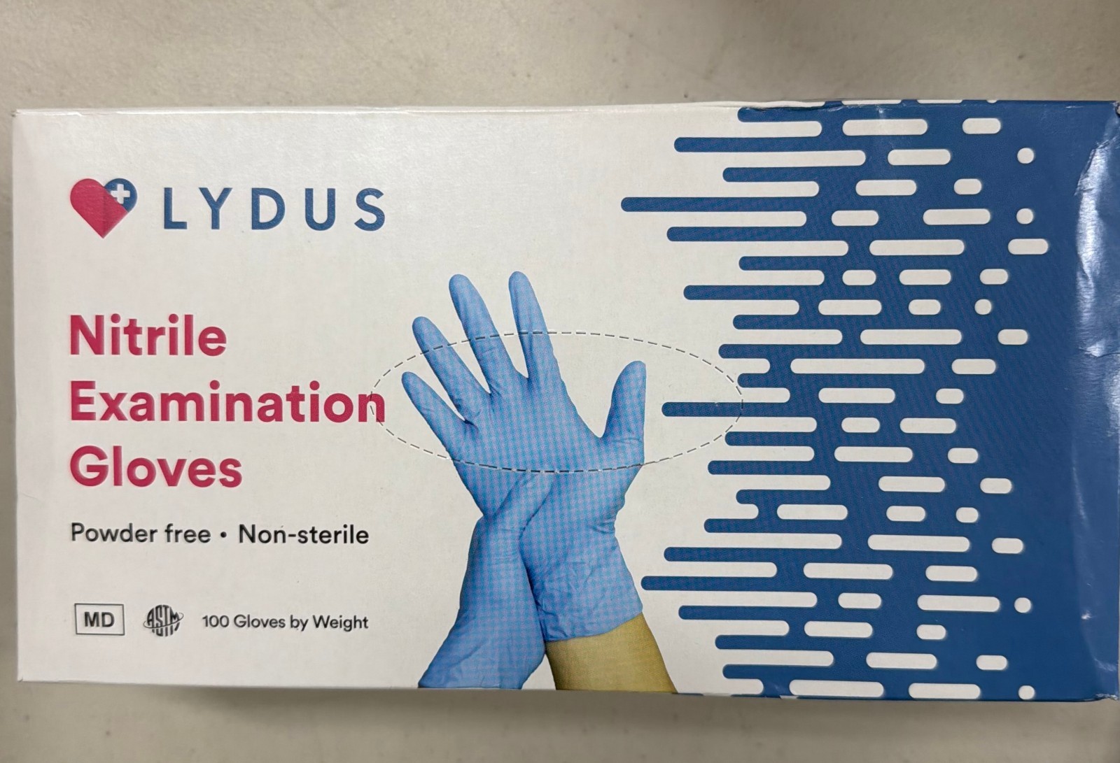 Lydus Nitrile Examination Gloves, Powder Free Non-Sterile, 100 ct Medium