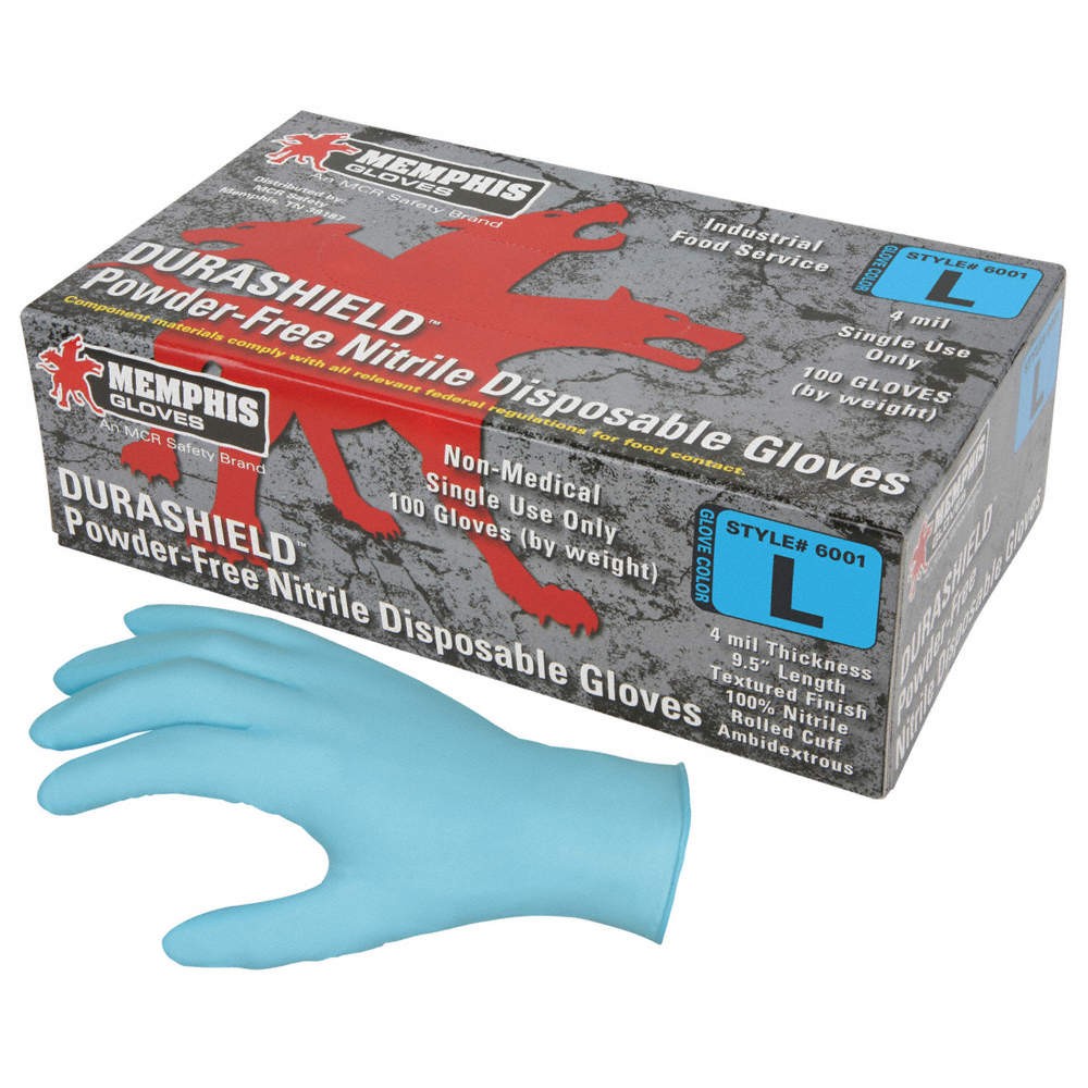 MCR SAFETY 6001S Disposable Gloves,Nitrile,S,PK100 321H30