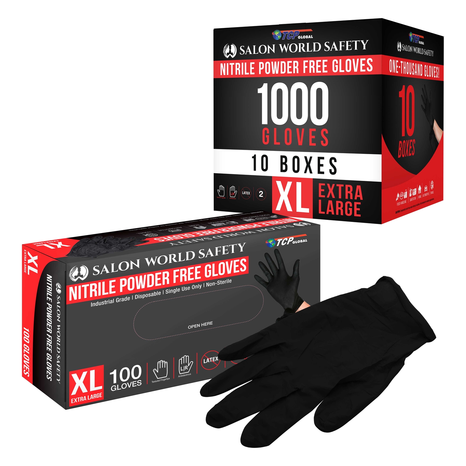 Black Nitrile Disposable Gloves, 10 Boxes of 100, X-Large, 4 Mil – Latex Free