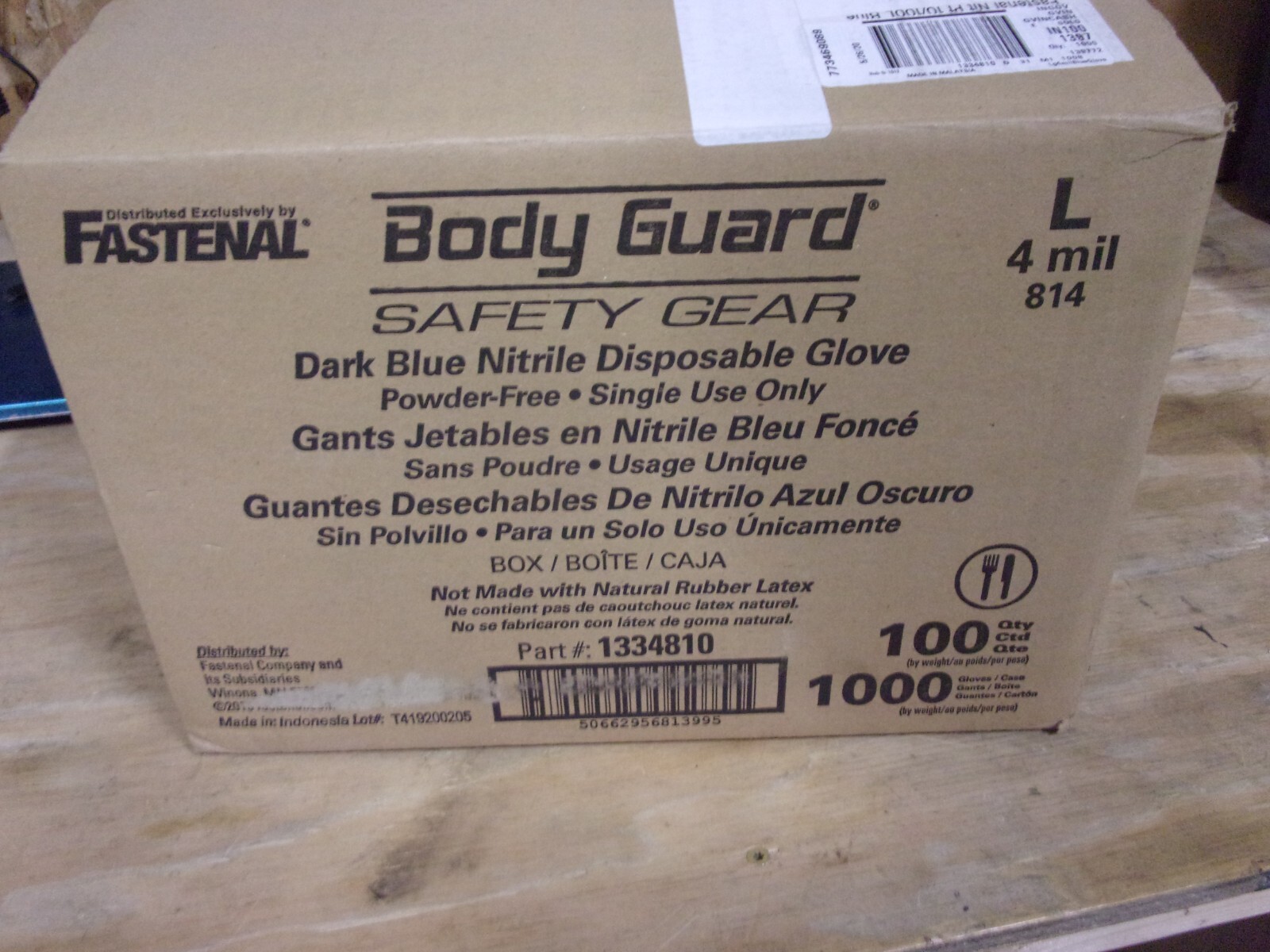CASE OF FASTENAL BODY GUARD NITRILE DISPOS. GLOVES-10 BOXES/100 EACH # 1334810