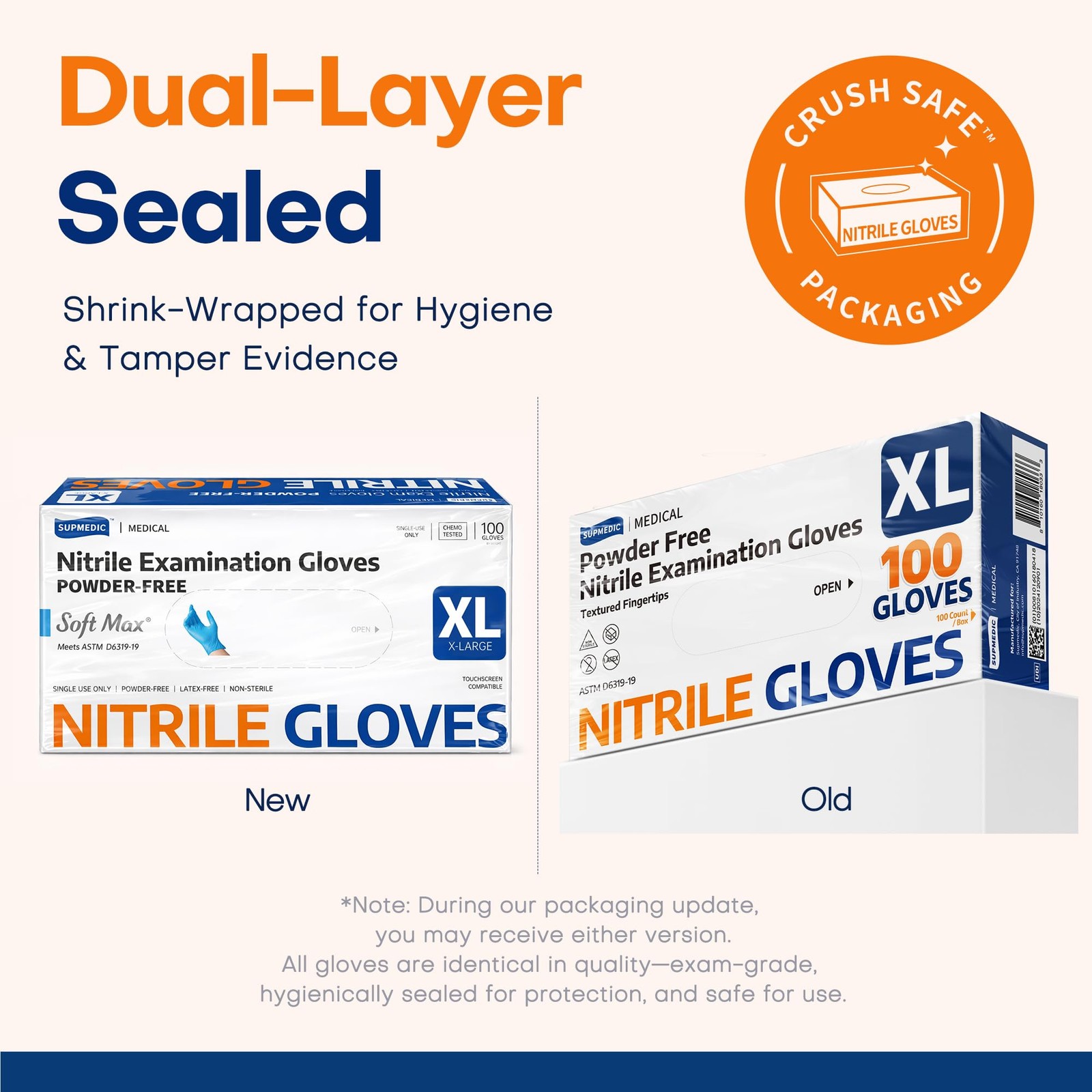 Supmedic Nitrile Exam Glove, 3.5 mil Disposable X-Large, Blue (X-large)