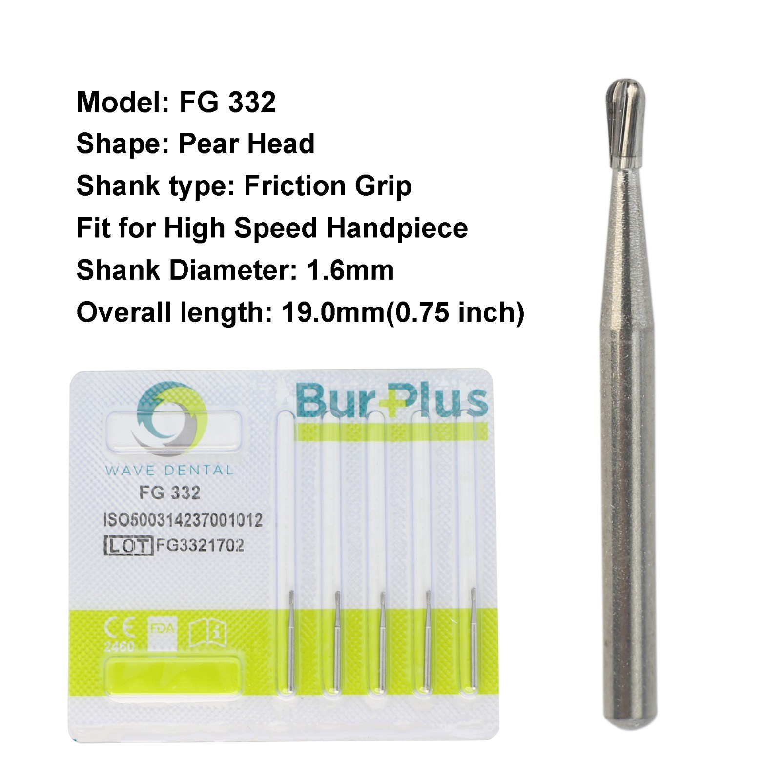 Wave Dental Carbide Burs FG 330 557 4 6 8 for High Speed Handpiece Friction Grip